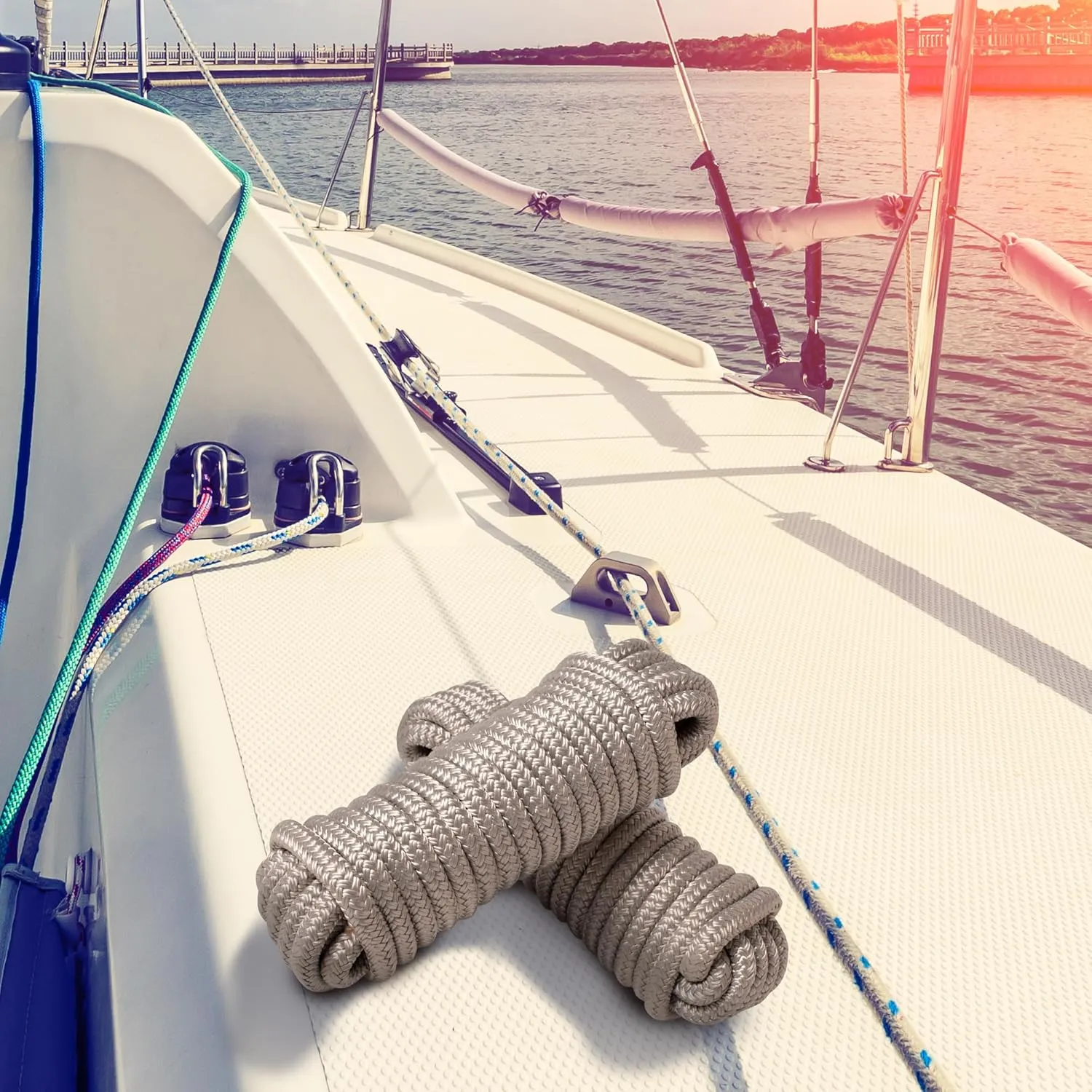 Dock Lines 1/2 inch x 15 Foot - Boat Ropes for Docking with Loop - Boat Rope for Docking with 12 inch Eye - Double Braided Mooring Lines - Black - 2 Pack