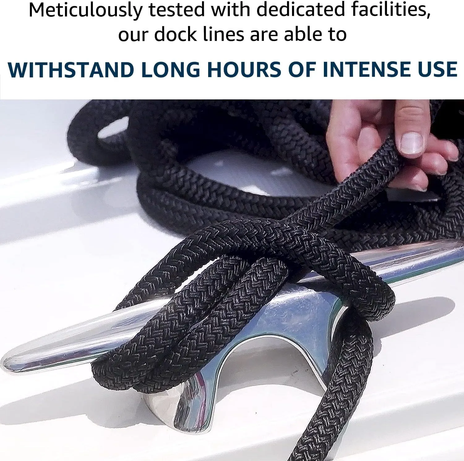 Dock Lines: 3/4" x 20' Double Braided Nylon Boat Dock Lines - Premium Boat Ropes for Docking with 15" Loop - Marine Grade Boat Rope/Dock Line, Sturdy Mooring Marine Rope - 2 Pack (Black)