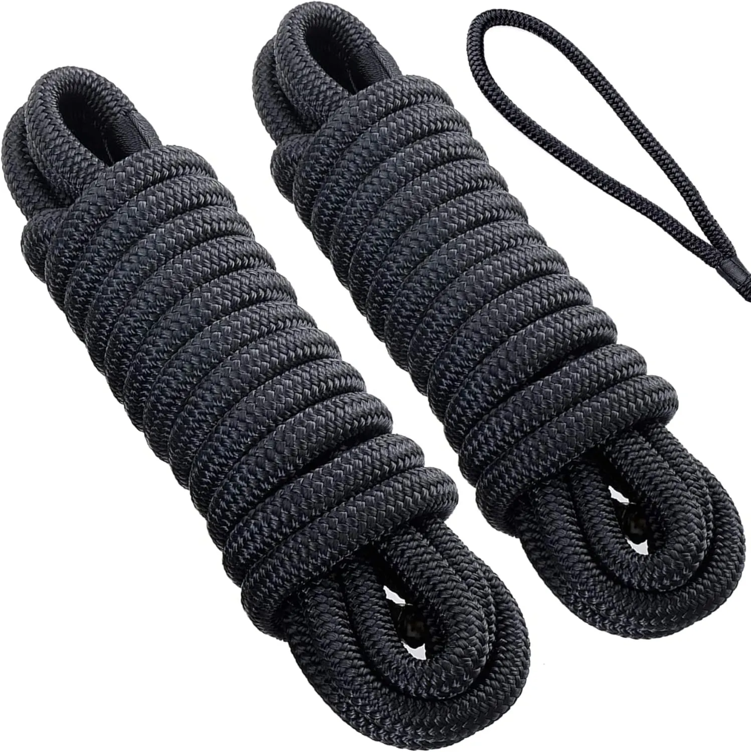 Dock Lines: 3/4" x 25' Double-Braided Nylon Boat Dock Line, Premium Boat Ropes for Docking with 12" Eyelet, Mooring Lines for Boats, Marine Rope Boat Accessories, 2 Pack (3/4" 25ft)
