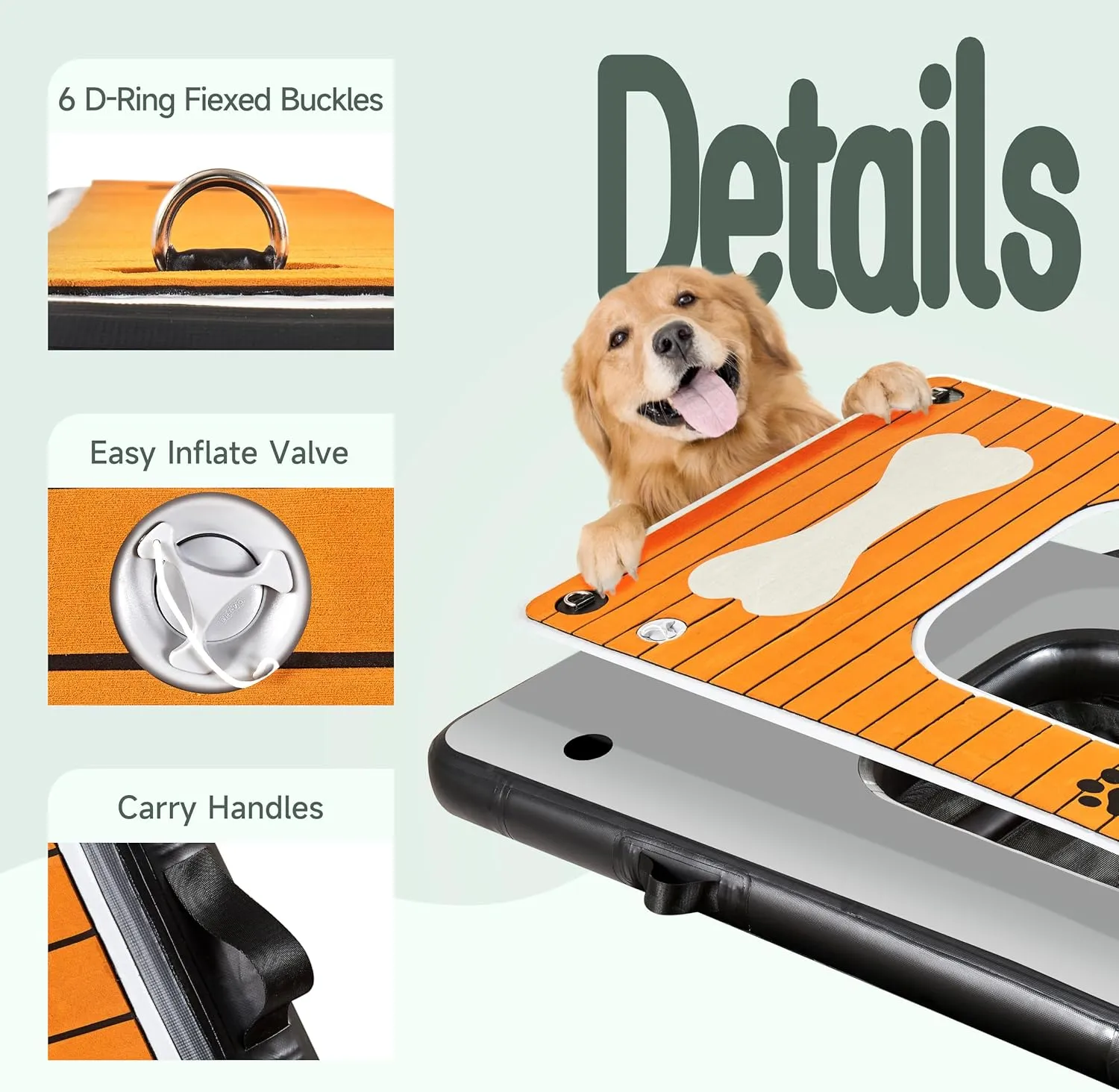 Dog Pool Ramp - Inflatable Dog Boat Ramp (48" x 35"), Safe & Easy Water Access, Supports Dogs Up to 210 Pounds, Suitable for Pool, Dock & Lake