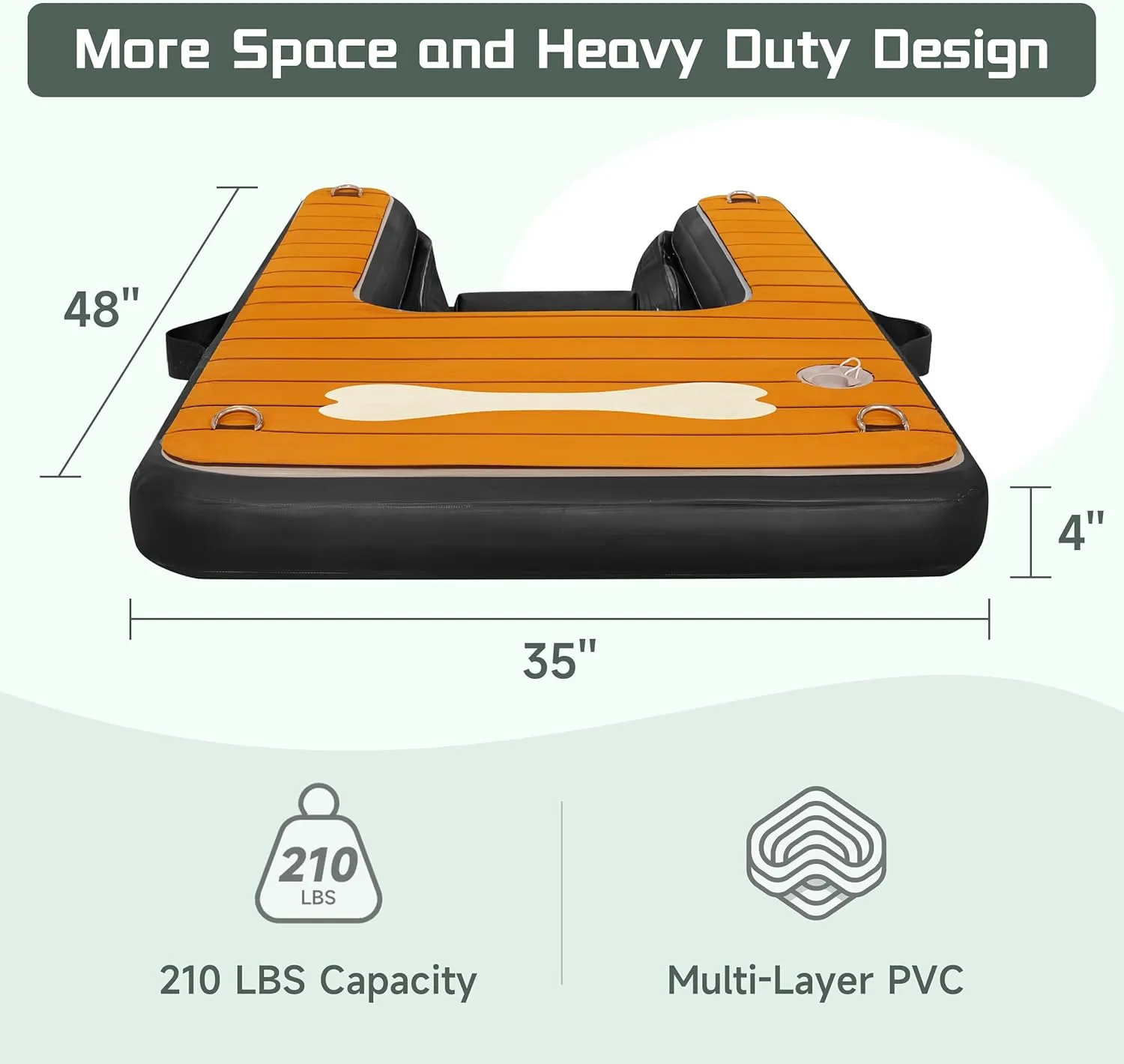 Dog Pool Ramp - Inflatable Dog Boat Ramp (48" x 35"), Safe & Easy Water Access, Supports Dogs Up to 210 Pounds, Suitable for Pool, Dock & Lake