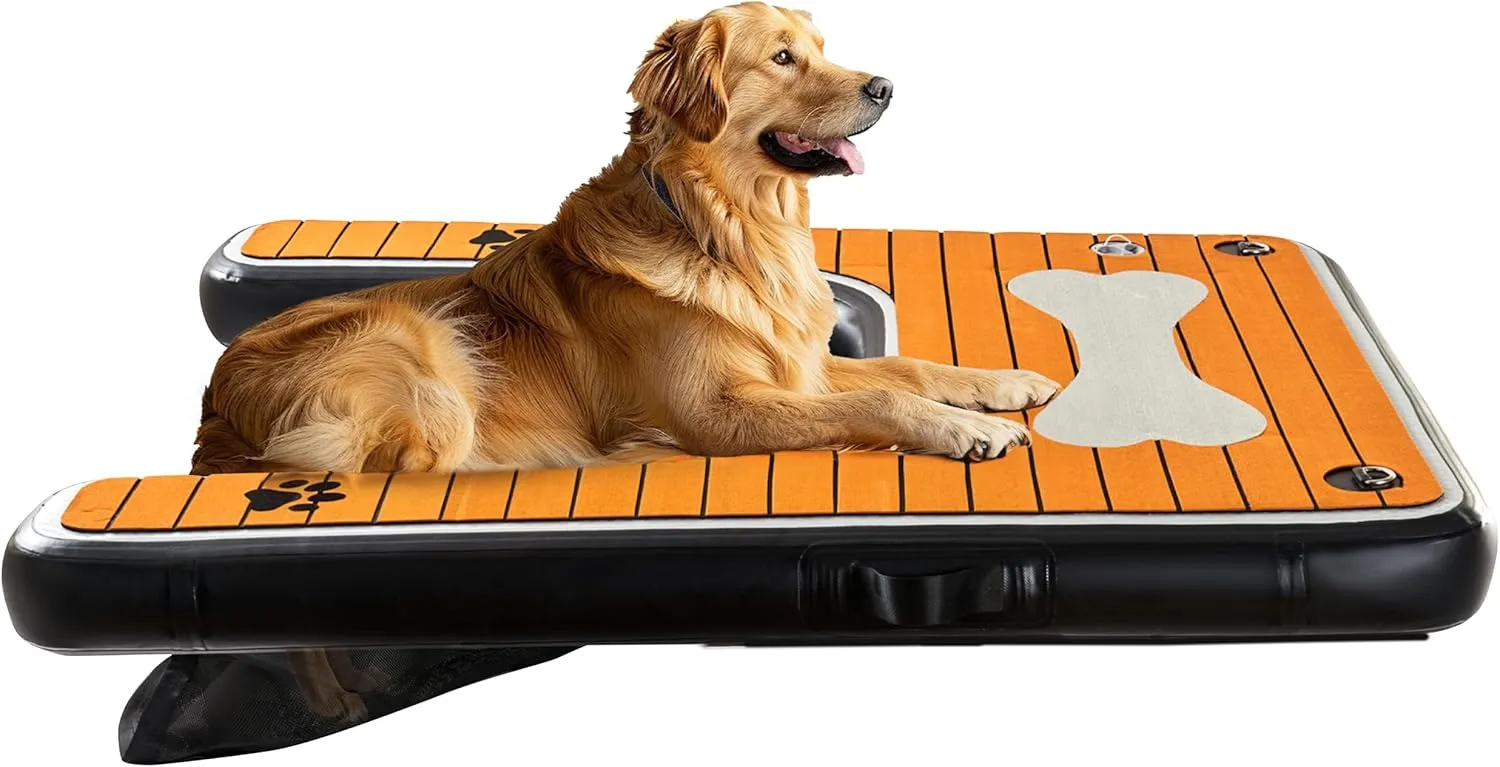 Dog Pool Ramp - Inflatable Dog Boat Ramp (48" x 35"), Safe & Easy Water Access, Supports Dogs Up to 210 Pounds, Suitable for Pool, Dock & Lake