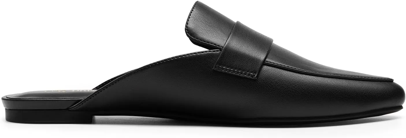 DREAM PAIRS Women's Flat Mules Buckle Pointed Toe Backless Slip on Slides Loafer Shoes