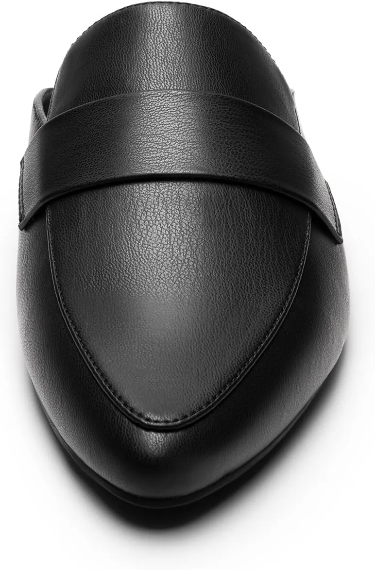 DREAM PAIRS Women's Flat Mules Buckle Pointed Toe Backless Slip on Slides Loafer Shoes