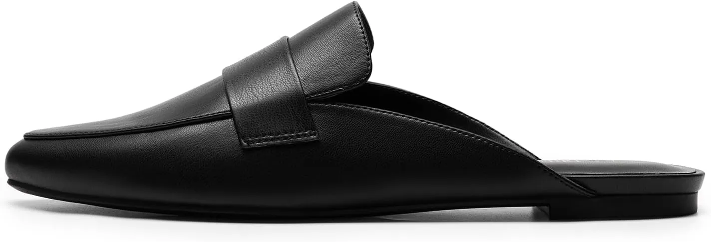 DREAM PAIRS Women's Flat Mules Buckle Pointed Toe Backless Slip on Slides Loafer Shoes
