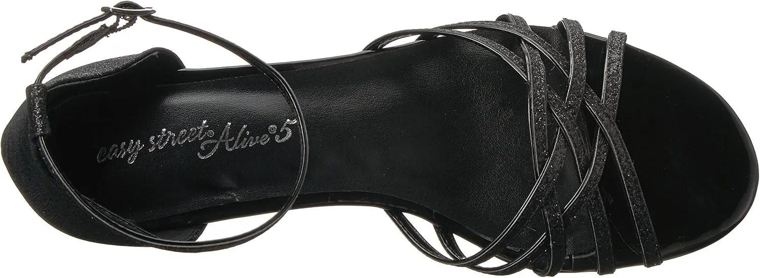 Easy Street Womens Tarrah Faux Leather Crossover Wedge Sandals