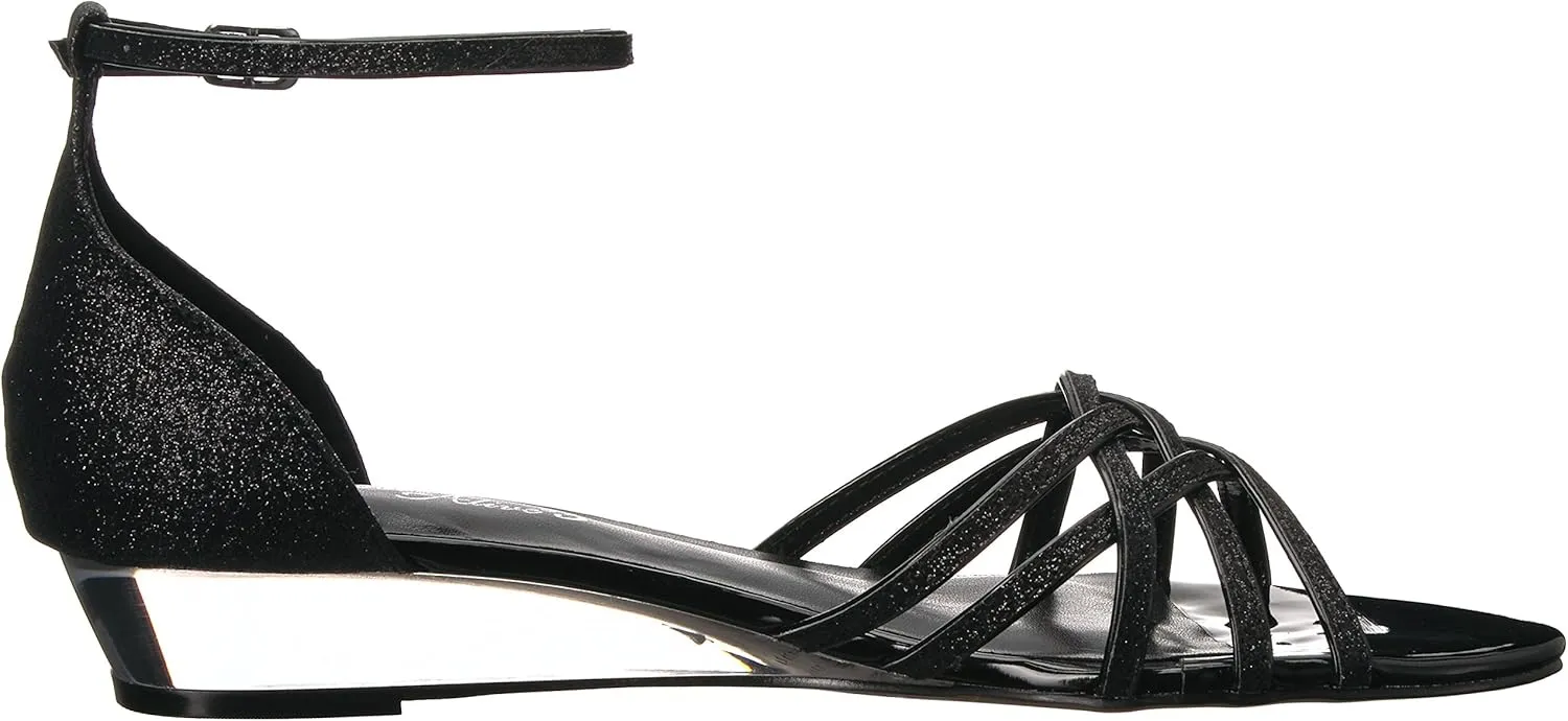 Easy Street Womens Tarrah Faux Leather Crossover Wedge Sandals