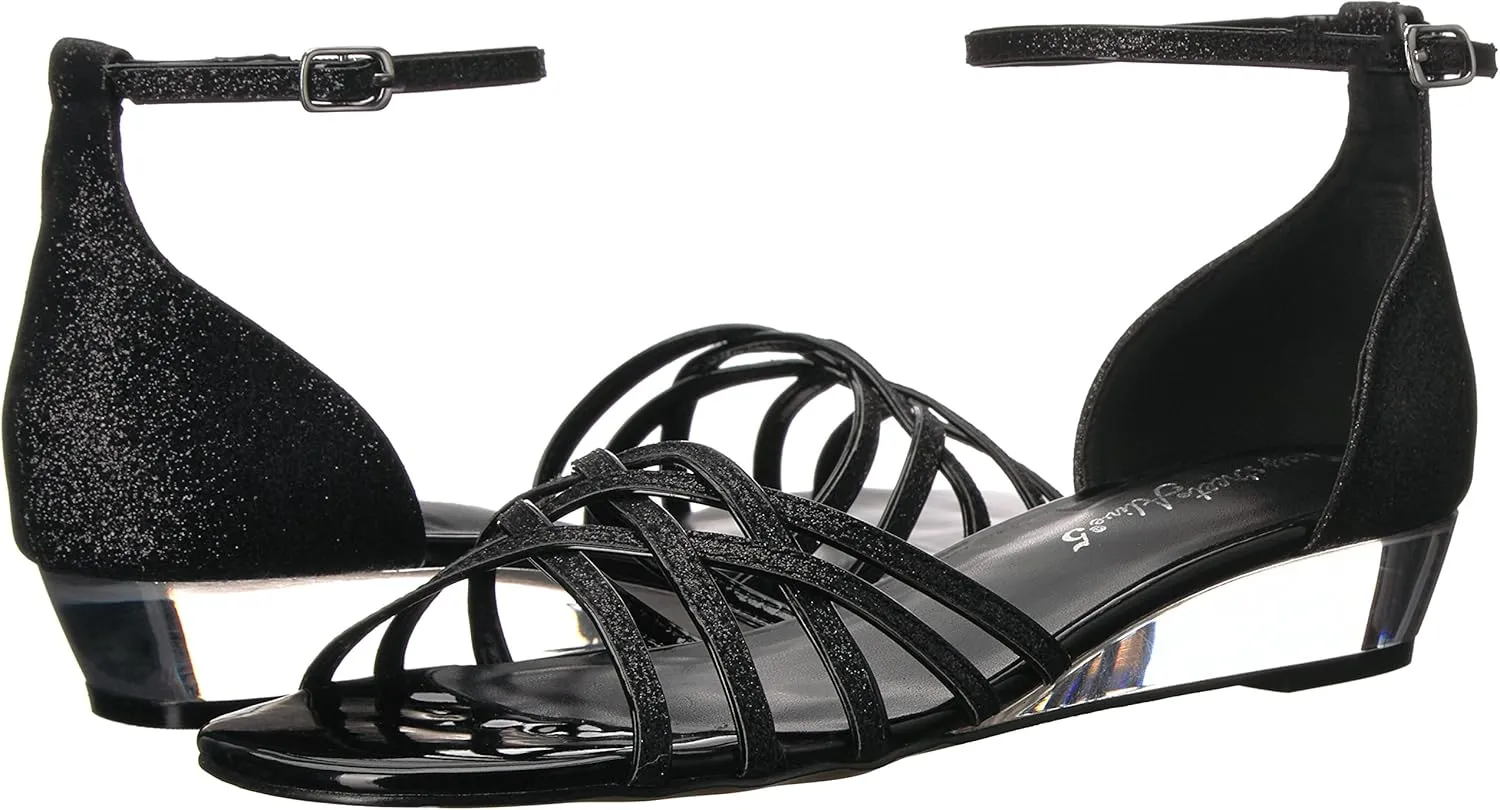Easy Street Womens Tarrah Faux Leather Crossover Wedge Sandals