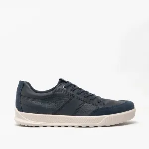 ECCO BYWAY Mens Leather Casual Trainers Marine
