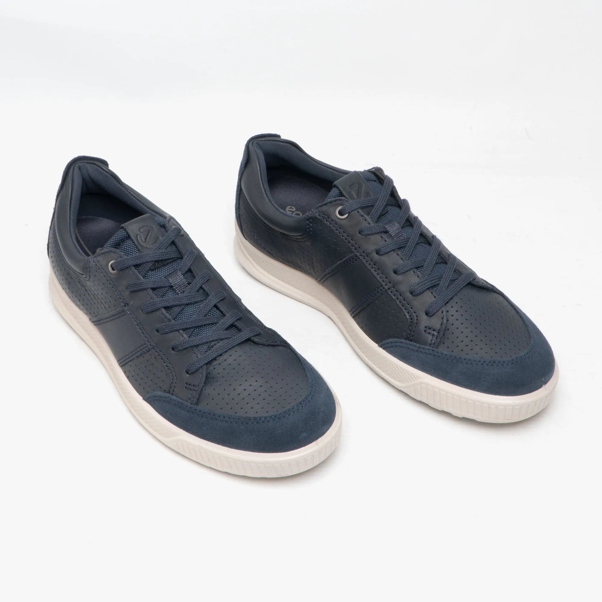 ECCO BYWAY Mens Leather Casual Trainers Marine