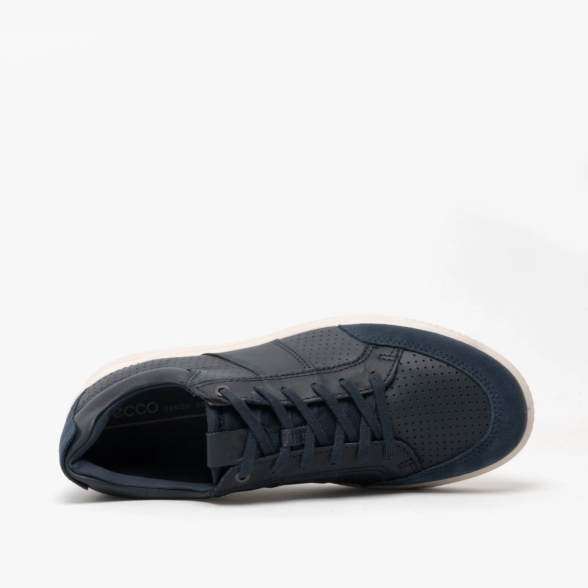 ECCO BYWAY Mens Leather Casual Trainers Marine