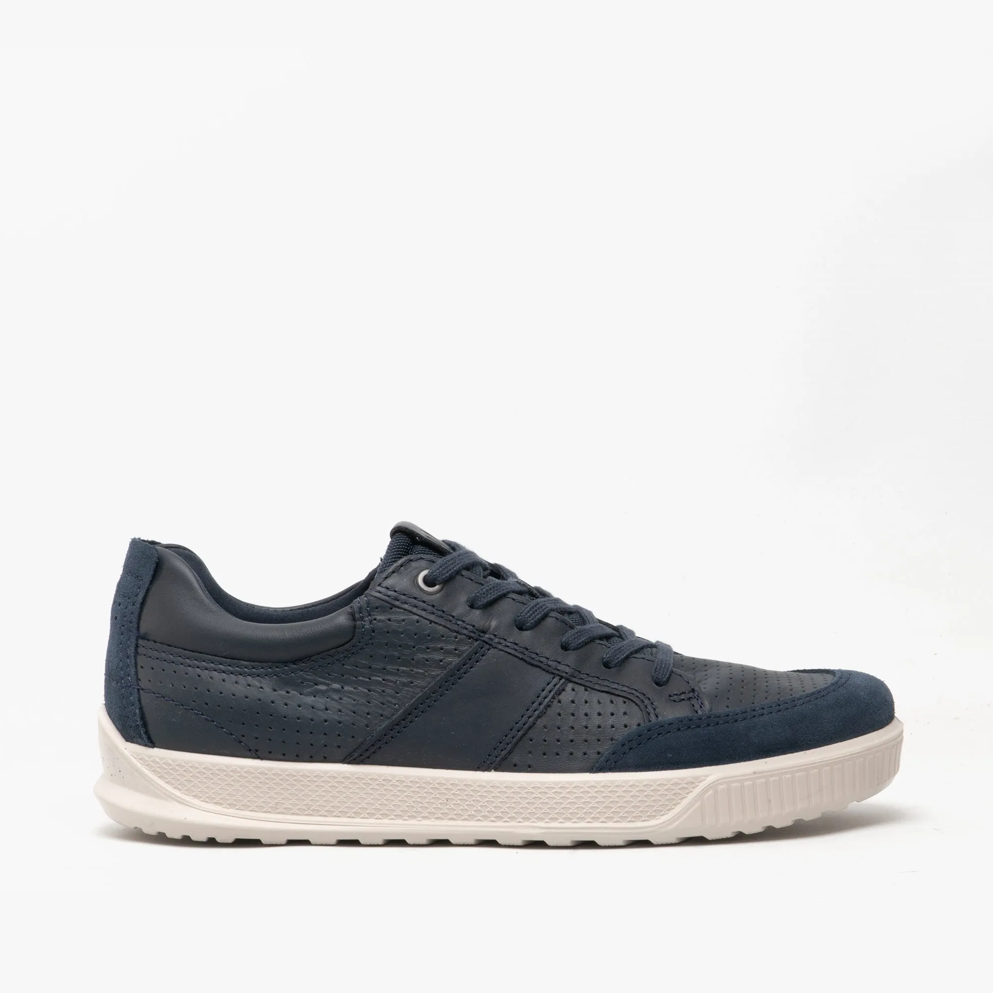 ECCO BYWAY Mens Leather Casual Trainers Marine