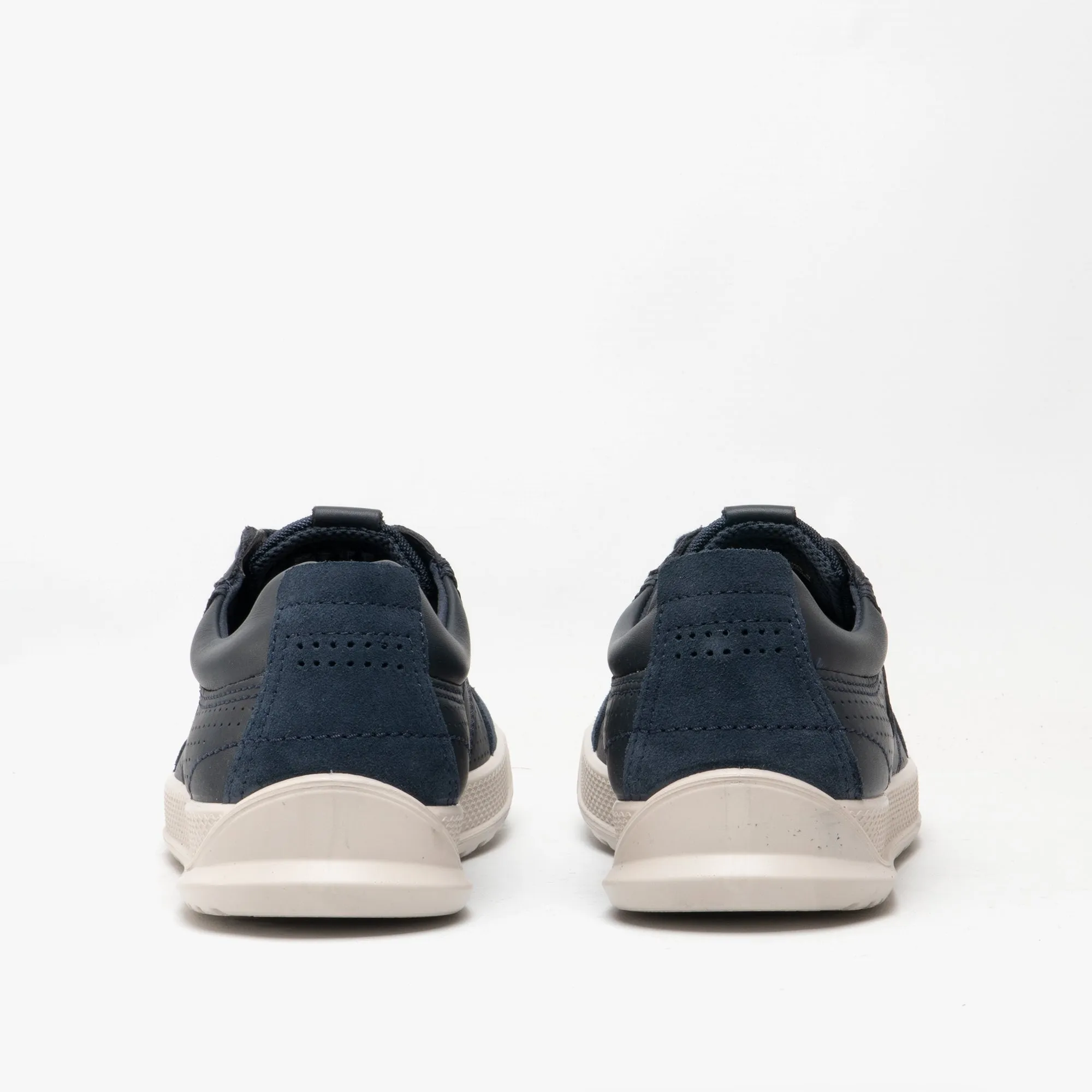ECCO BYWAY Mens Leather Casual Trainers Marine
