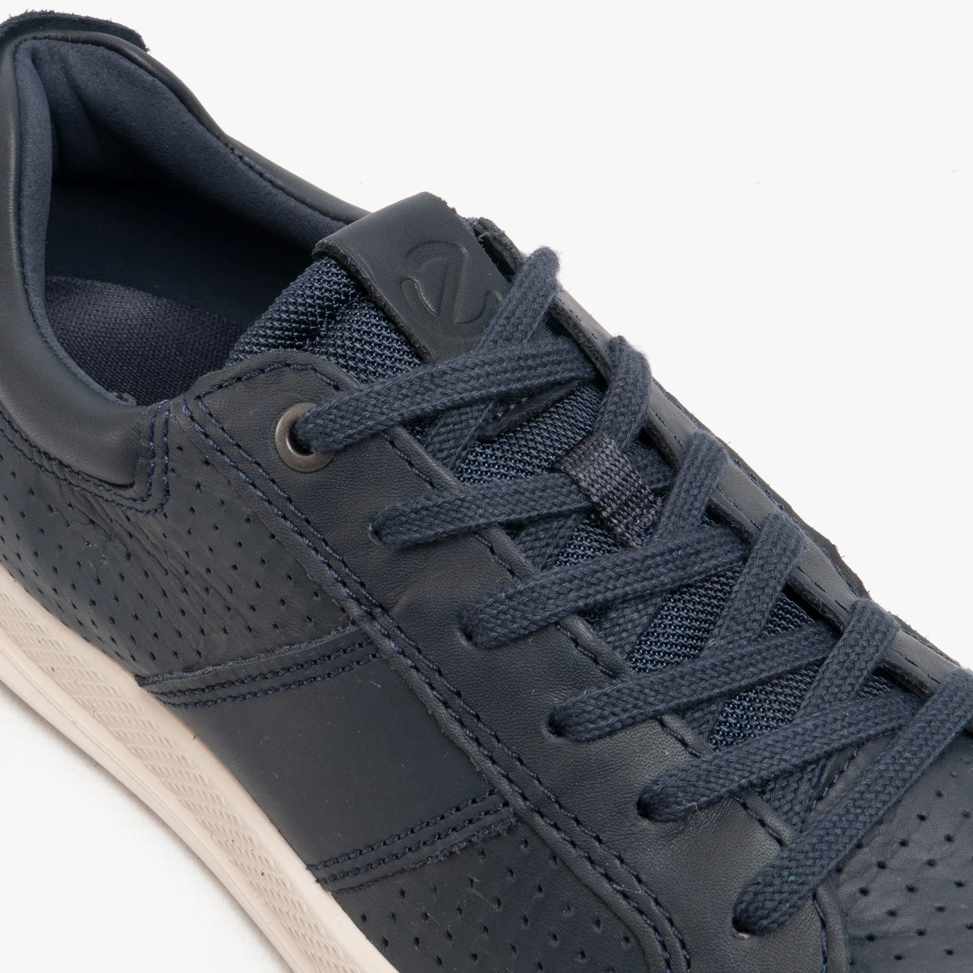 ECCO BYWAY Mens Leather Casual Trainers Marine