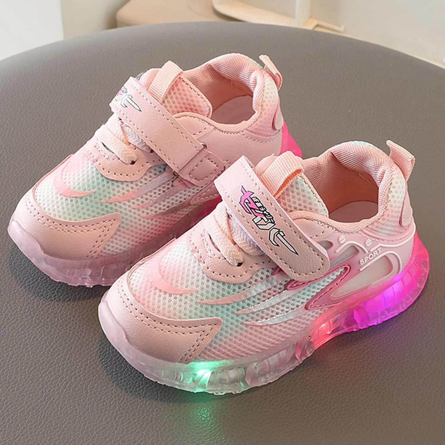 EnJoCho Girls Indoor Foot Warmer Children Light Up Shoes LED Light Up Sports Shoes Casual Breathable Baby Children Shoes