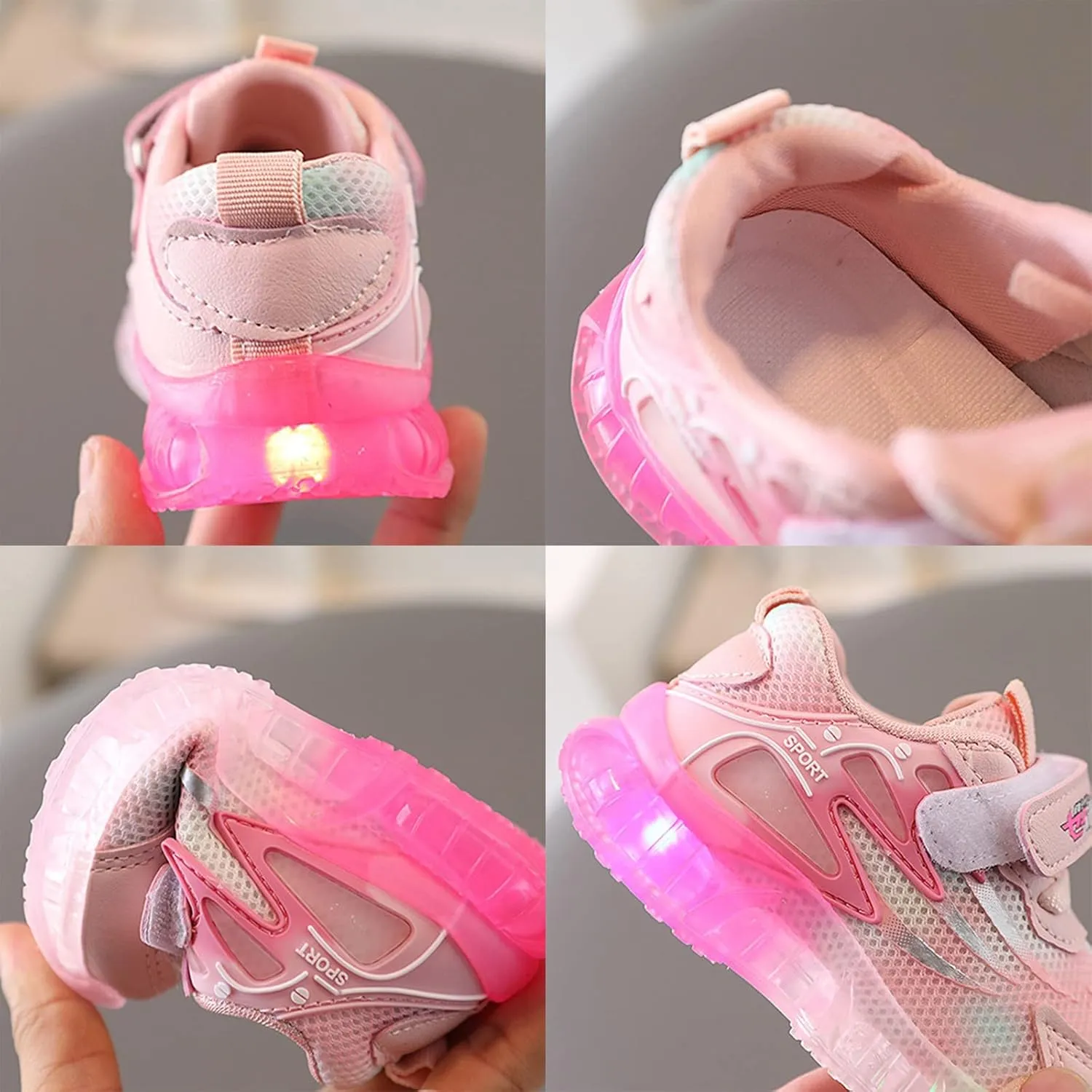 EnJoCho Girls Indoor Foot Warmer Children Light Up Shoes LED Light Up Sports Shoes Casual Breathable Baby Children Shoes