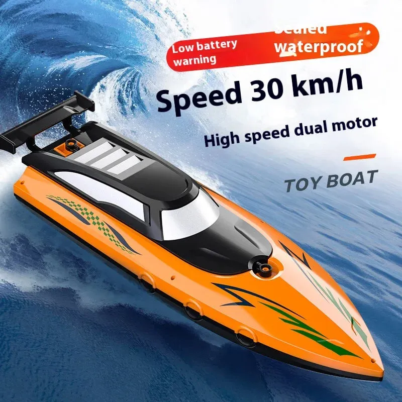 Exciting RC Speed Boat Remote Control Electric Toy 2.4G Remote Control Double Propeller Fast Boat for Pools and Lakes