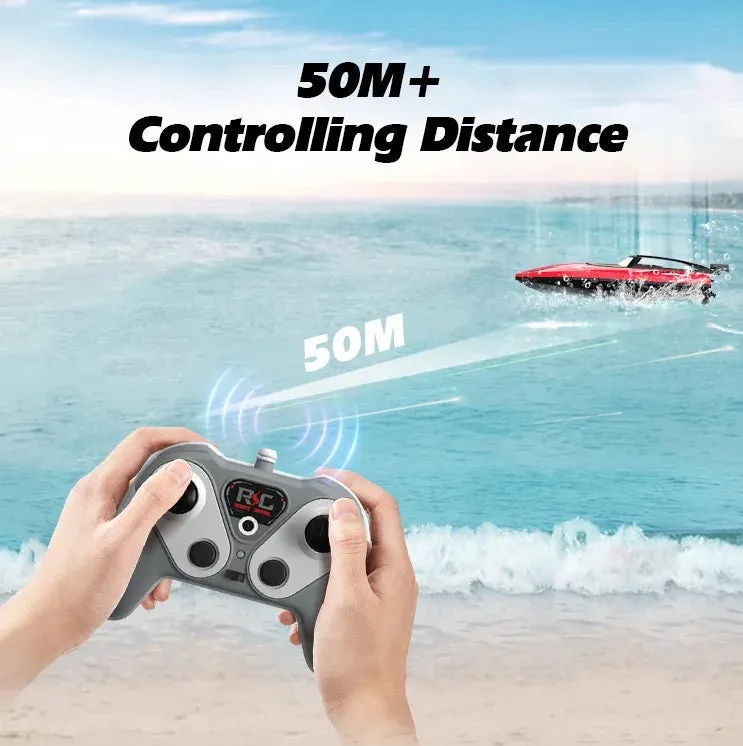 Exciting RC Speed Boat Remote Control Electric Toy 2.4G Remote Control Double Propeller Fast Boat for Pools and Lakes