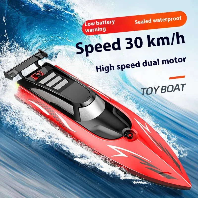 Exciting RC Speed Boat Remote Control Electric Toy 2.4G Remote Control Double Propeller Fast Boat for Pools and Lakes