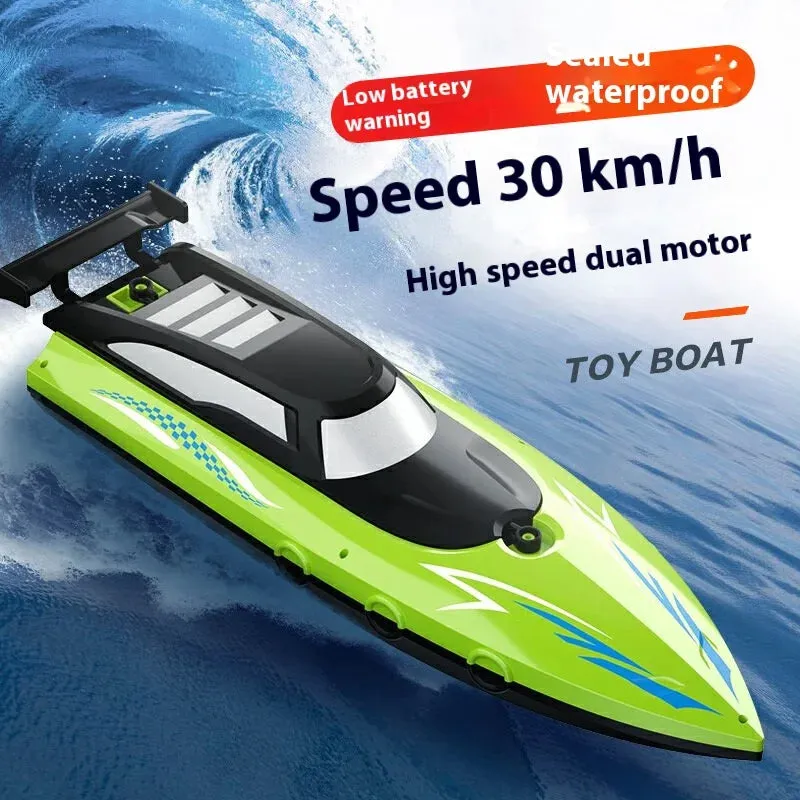 Exciting RC Speed Boat Remote Control Electric Toy 2.4G Remote Control Double Propeller Fast Boat for Pools and Lakes