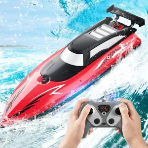 Exciting RC Speed Boat Remote Control Electric Toy 2.4G Remote Control Double Propeller Fast Boat for Pools and Lakes