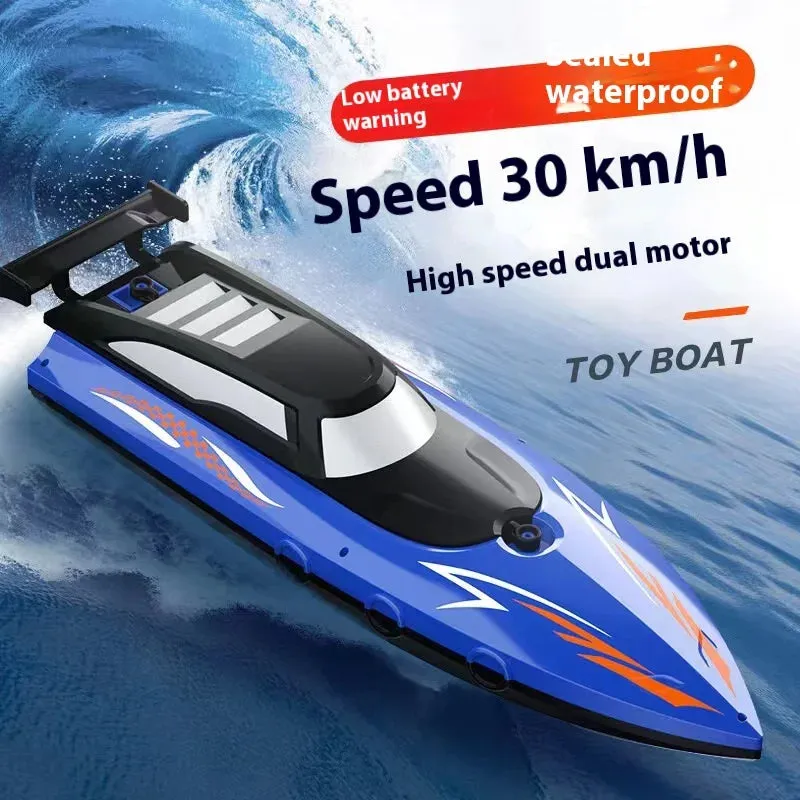 Exciting RC Speed Boat Remote Control Electric Toy 2.4G Remote Control Double Propeller Fast Boat for Pools and Lakes