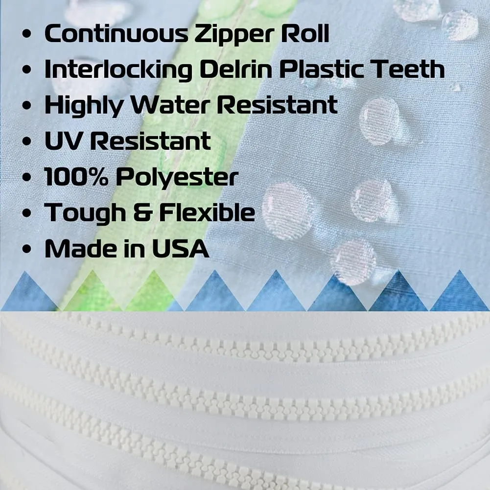 EZ-Xtend #10 Lenzip Chain Vislon Zipper by The Yard with Non-Locking Sliders. Boat Cushions, Duffle Bags, Back Packs, Sewing, Replacement Zipper(5 Yards & 4 Single Pulls Non-Locking)