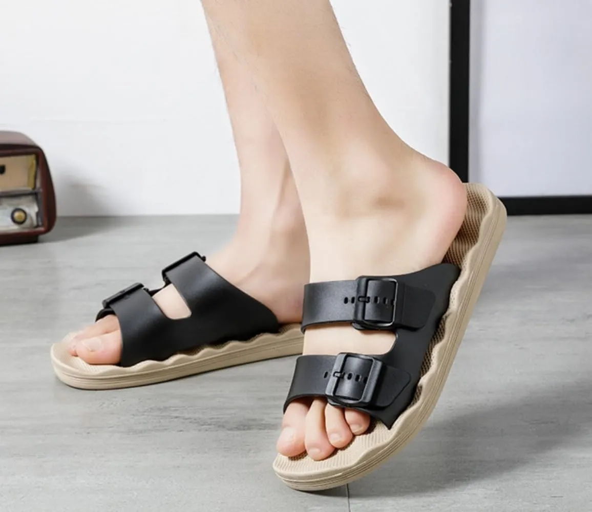 FAYUEKEY Sandals for Women men Double Adjustable Buckle Beach Slide