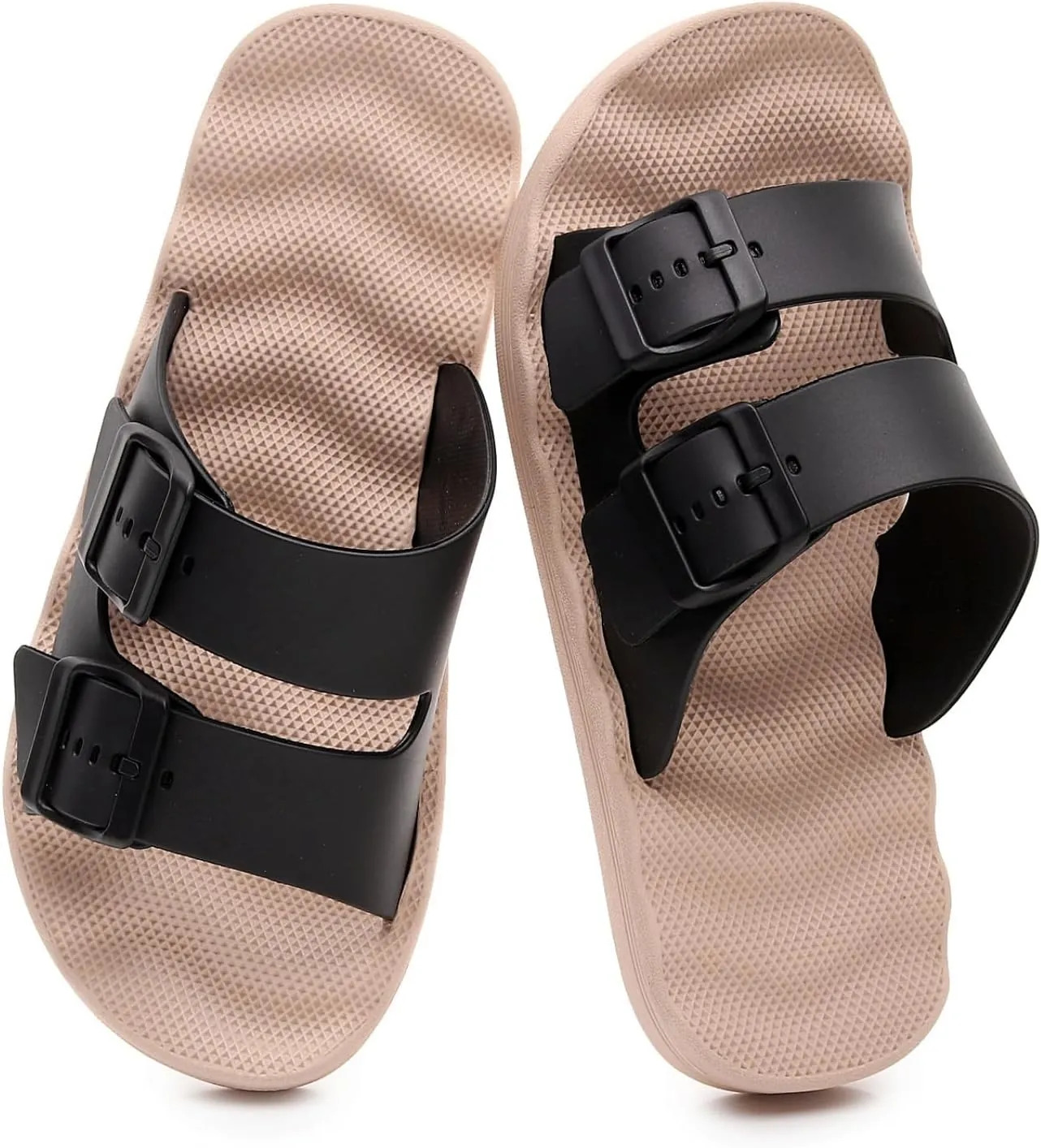 FAYUEKEY Sandals for Women men Double Adjustable Buckle Beach Slide