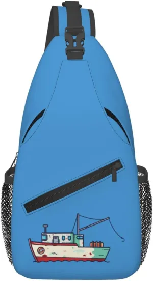 Fishing Boat Crossbody Bags For Women Men Chest Backpack Gym Shoulder Bag Travel Outdoor Sports Casual Crossbody Bags