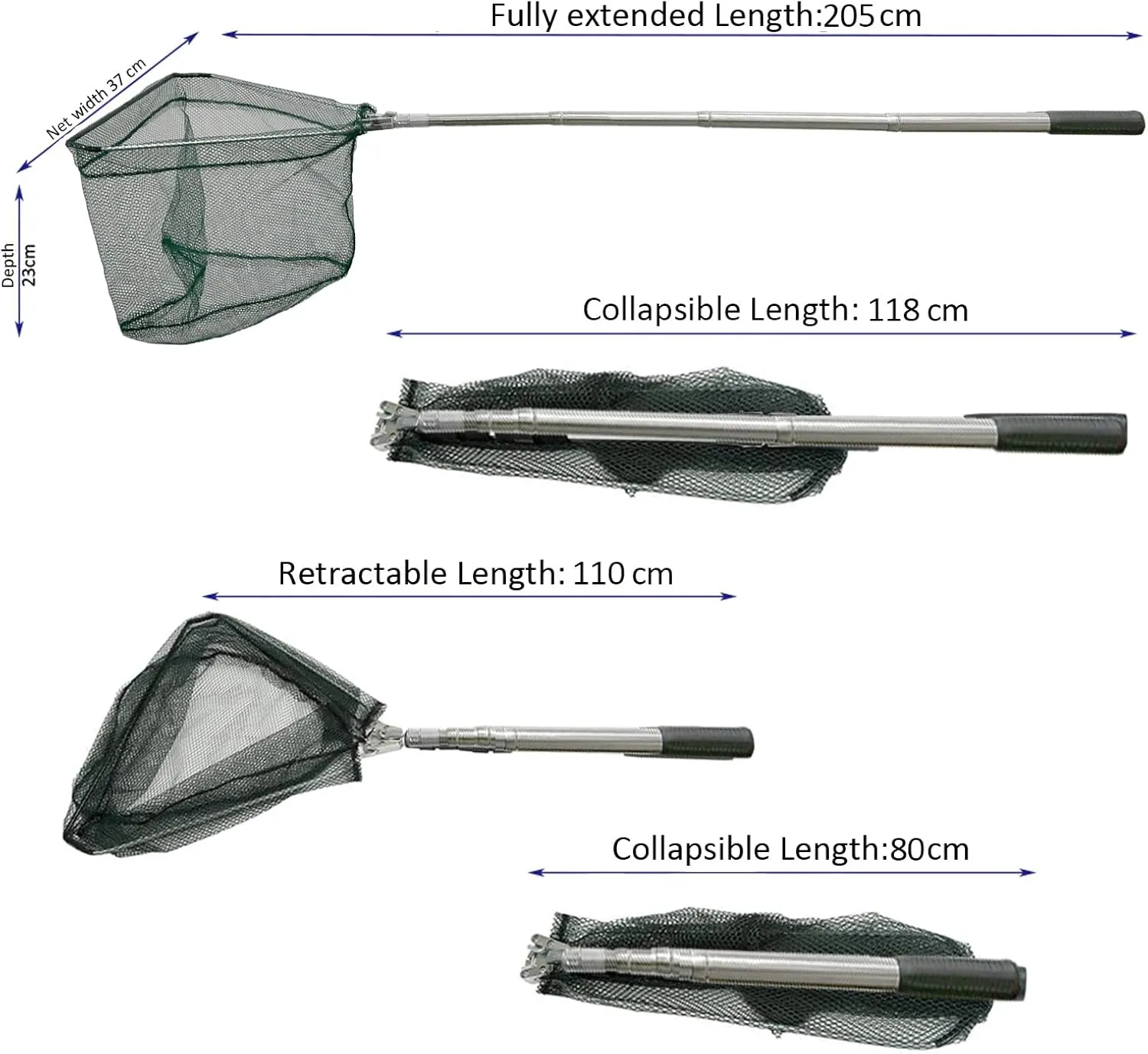 Fishing Landing Net with Aluminum Telescoping Pole 75" Long Handle,Rubber Coated Nylon Mesh,for Steelhead,Salmon,Fly,Kayak,Catfish,Bass,Trout,Shrimp,Crab,for Easy Catch & Release,Extend to 75 Inch