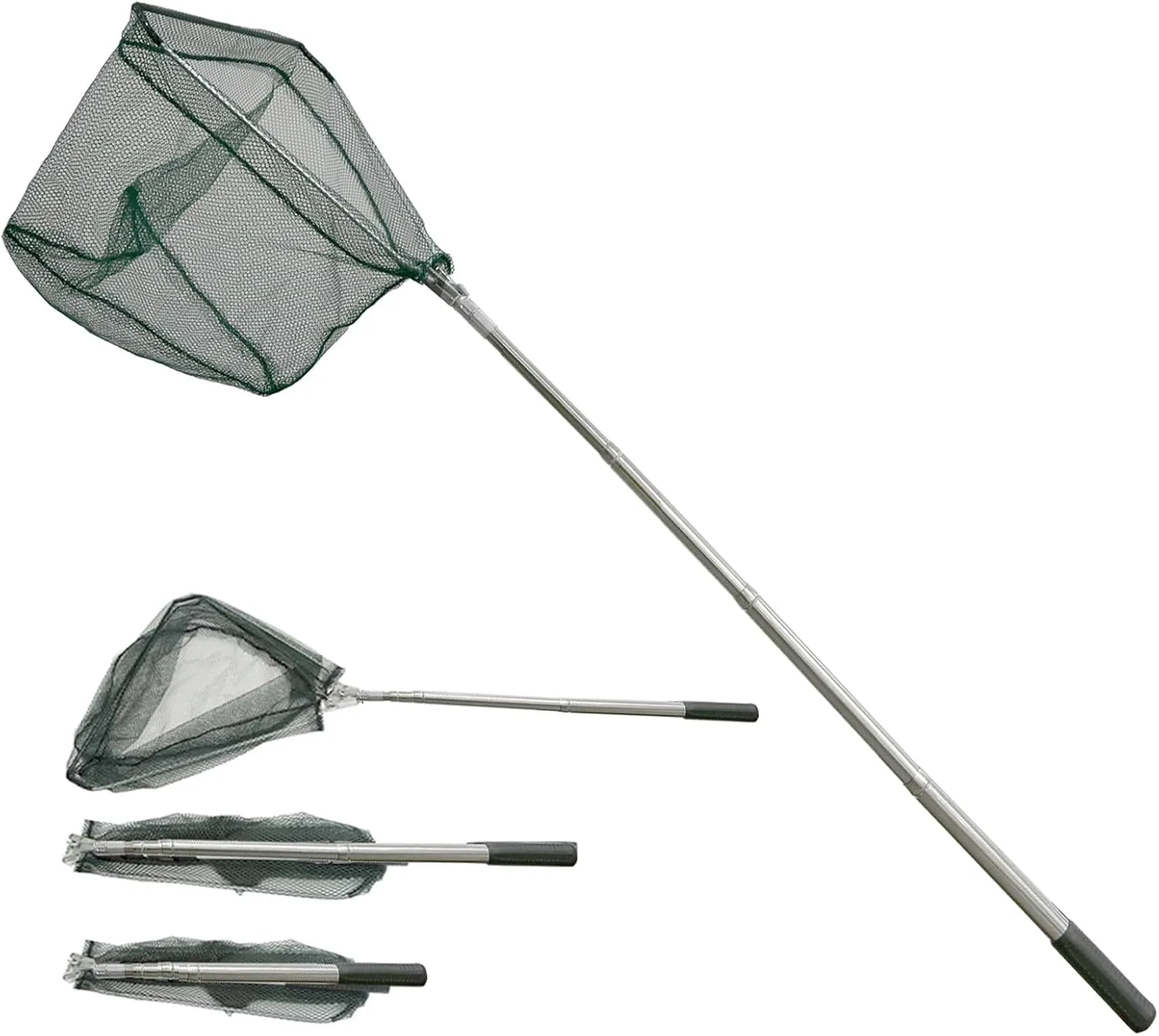 Fishing Landing Net with Aluminum Telescoping Pole 75" Long Handle,Rubber Coated Nylon Mesh,for Steelhead,Salmon,Fly,Kayak,Catfish,Bass,Trout,Shrimp,Crab,for Easy Catch & Release,Extend to 75 Inch