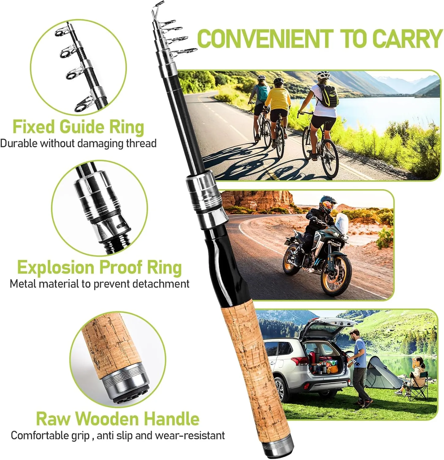 Fishing Pole and Reel Combo - 2PCS Carbon Fiber Telescopic Rods Spinning Reels Saltwater/Freshwater Kit with Lures, Line and Carrier Bag, Travel Fishing Gear for Adults