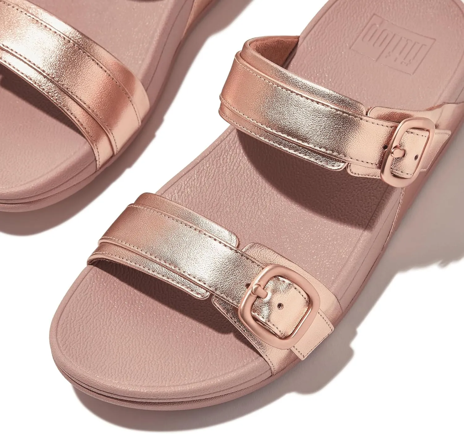 FitFlop Women's Lulu Adjustable Metallic-Leather Slides Wedge Sandal