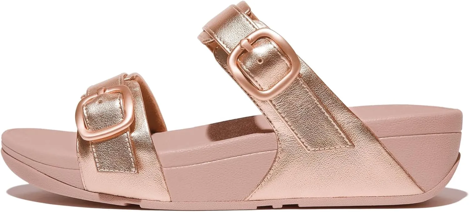 FitFlop Women's Lulu Adjustable Metallic-Leather Slides Wedge Sandal