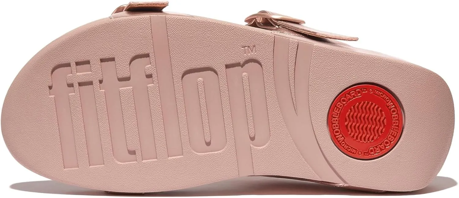 FitFlop Women's Lulu Adjustable Metallic-Leather Slides Wedge Sandal