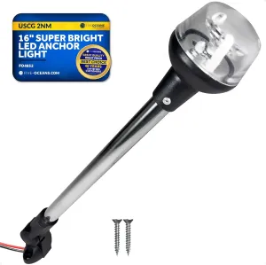 Five Oceans 16-Inch LED Anchor Light, Fold-Down, IP67 Waterproof, 2NM USCG, 8-30VDC - FO4852