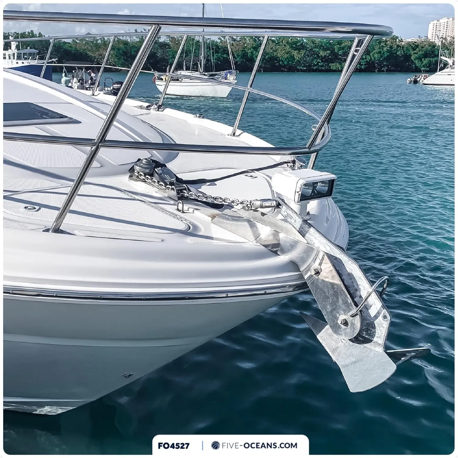 Five Oceans Windlass Anchor Rode, Hand-Spliced Anchor Rope and Chain Combination Kit, Nylon 3-Strand Rope, HT G4 Stainless Steel Chain for Boat Anchor System - Multiple Sizes