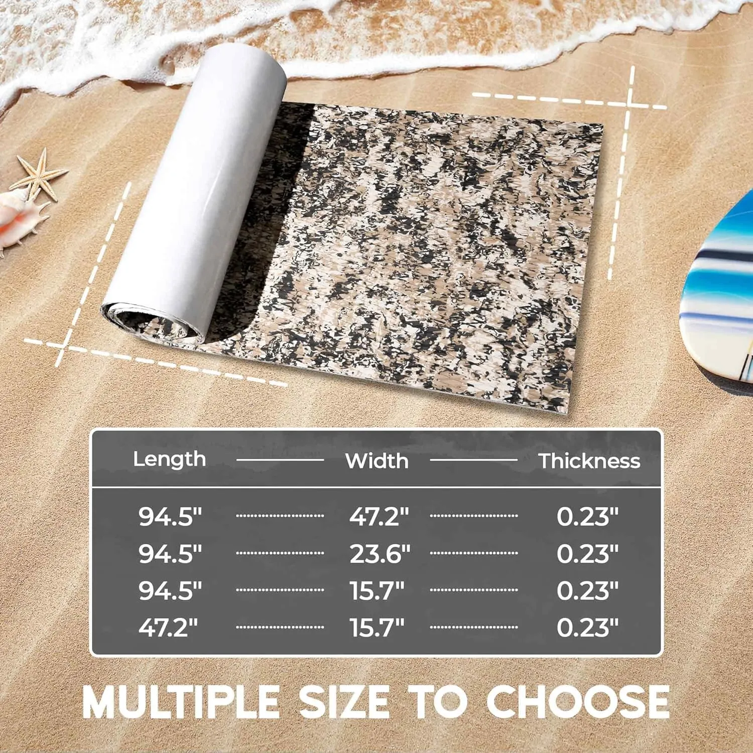 FOCEAN Boat Flooring EVA Foam Boat Decking Camo Marine Flooring Self-Adhesive Marine Mat for Motorboat RV Yacht Kayak 94.5" x 47.2"/23.6"/15.7"