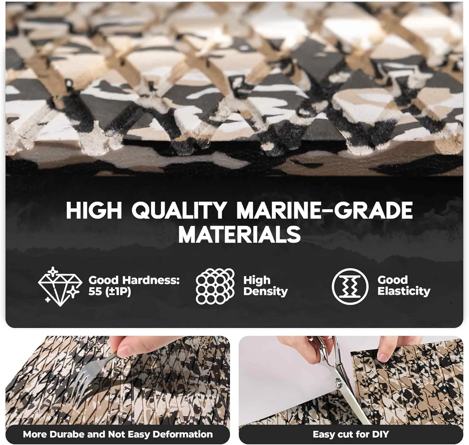 FOCEAN Boat Flooring EVA Foam Boat Decking Camo Marine Flooring Self-Adhesive Marine Mat for Motorboat RV Yacht Kayak 94.5" x 47.2"/23.6"/15.7"