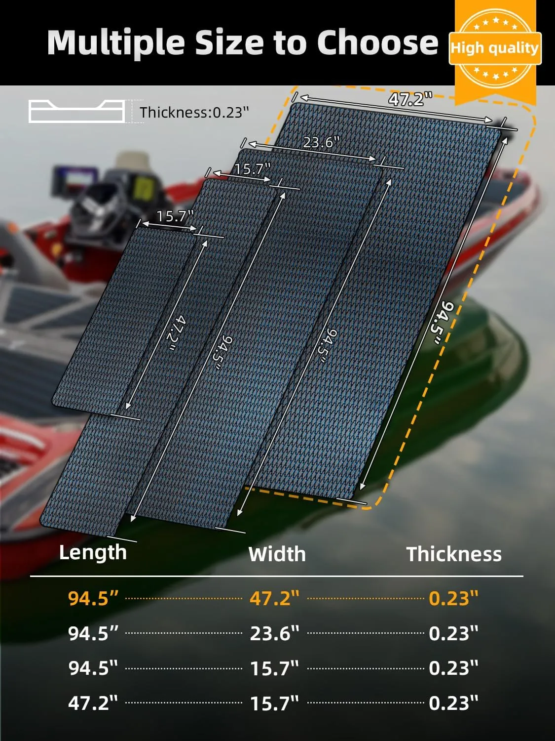 FOCEAN Boat Flooring - EVA Foam Boat Decking - Marine Flooring Marine Mats for Boats RV Yacht Kayak 94.5"x 47.2"/23.6"/15.7"