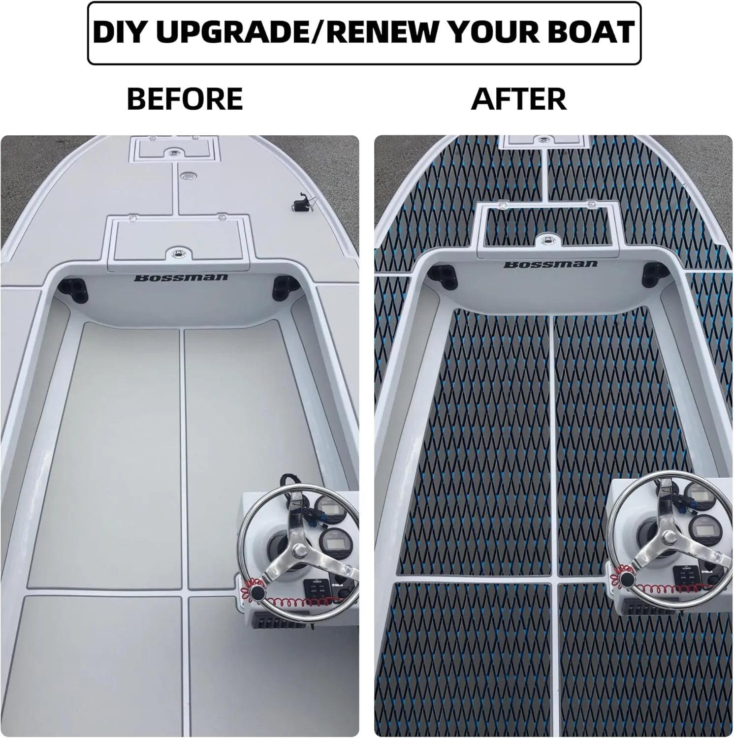 FOCEAN Boat Flooring - EVA Foam Boat Decking - Marine Flooring Marine Mats for Boats RV Yacht Kayak 94.5"x 47.2"/23.6"/15.7"