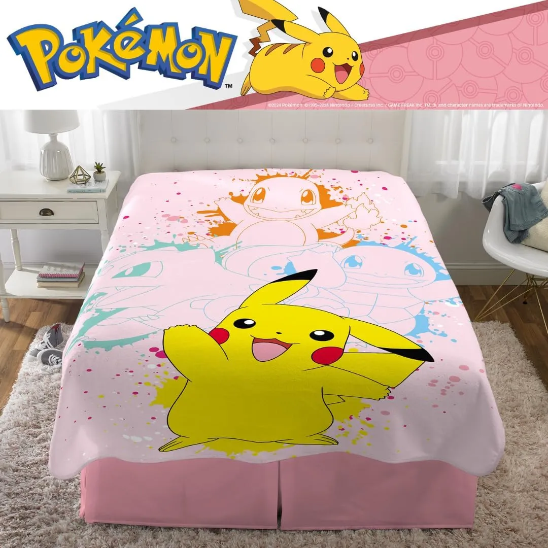 Franco Pokemon Girl Pikachu Kids Bedding Super Soft Cozy Throw Blanket, 62 in x 90 in, (Officially Licensed Product) Kids