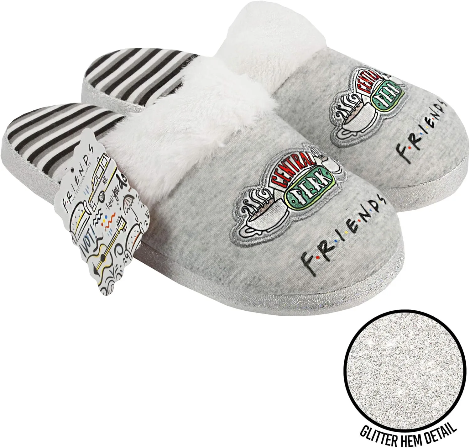 FRIENDS Slippers Womens Ladies Central Perk Ladies Fluffy Shoes