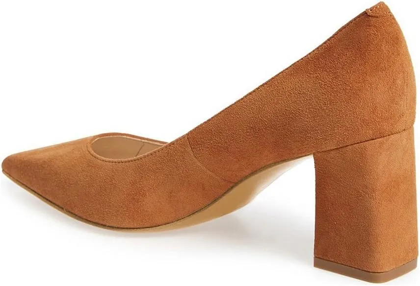 FSJ Women Classic Casual Pumps Pointed Toe Chunky Heels Shoe for Business Occasion US Size 4-15
