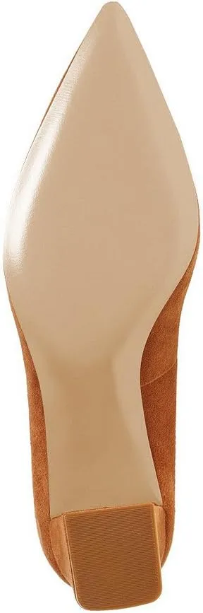 FSJ Women Classic Casual Pumps Pointed Toe Chunky Heels Shoe for Business Occasion US Size 4-15
