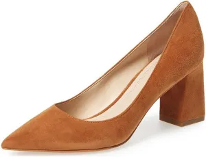 FSJ Women Classic Casual Pumps Pointed Toe Chunky Heels Shoe for Business Occasion US Size 4-15