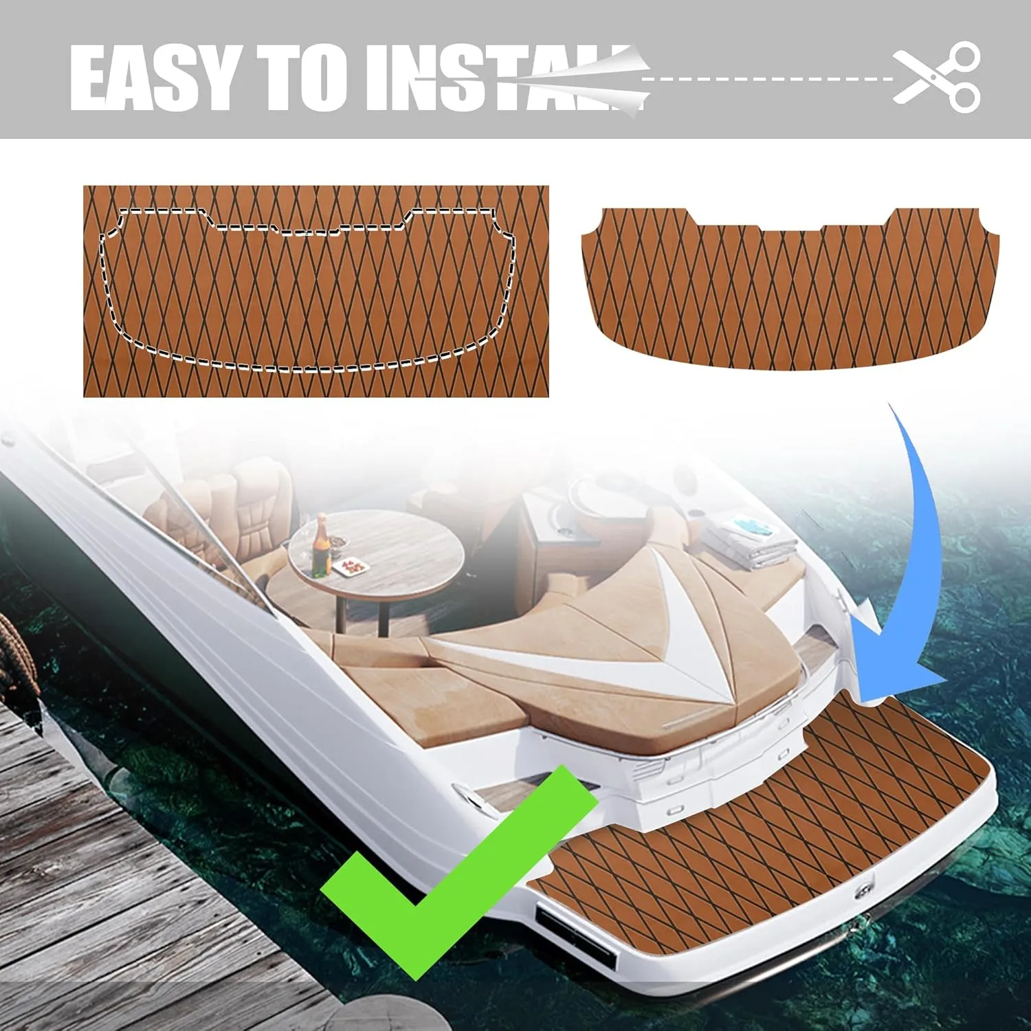 Fullfire Boat Flooring - EVA Foam Boat Decking - Marine Mat Self-Adhesive Flooring Sheet Marine Carpet for Motorboat Yacht Kayak RV