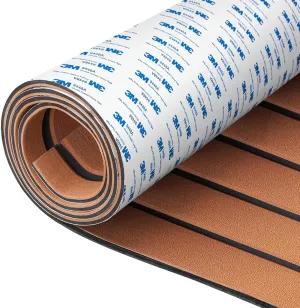 Fullfire Marine Flooring for Boat, Boat Flooring EVA Foam Decking Sheet Faux Teak Boat Floor with Self-Adhesive Backing Non-Slip Carpet for Jon Boats Yacht Kayak RV Floor 94"x47"/24"/16"