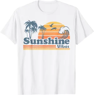 Funny Sunshine Vibes Vacation Beach Vintage 70s Retro Cute T-Shirt